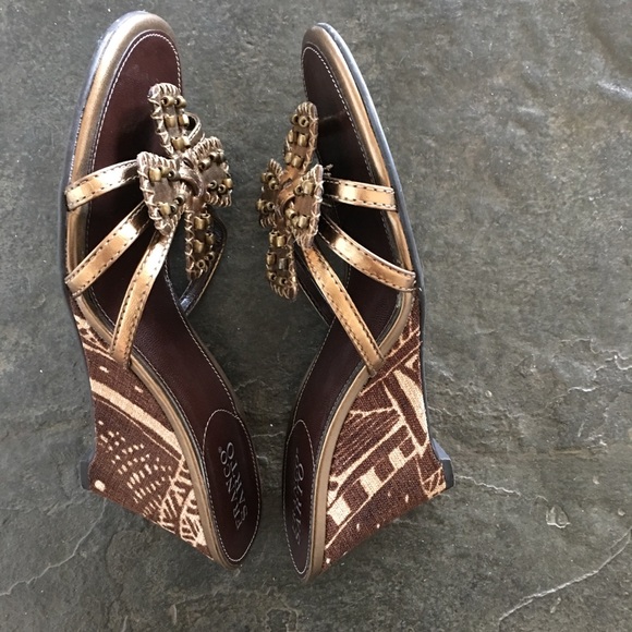 Franco Sarto Open Back Wedge Beaded Sandals - Picture 4 of 8